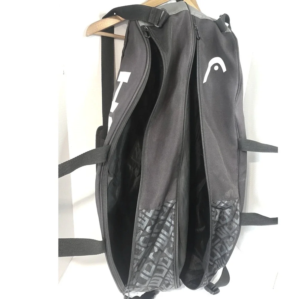Head Performance Tennis Racquet Bag BlackGrey Backpack Straps Triple Compartment